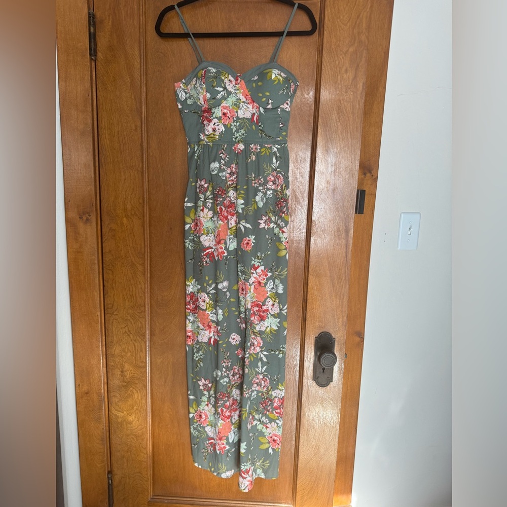 Light green flower maxi dress! Perfect to dress up or down!